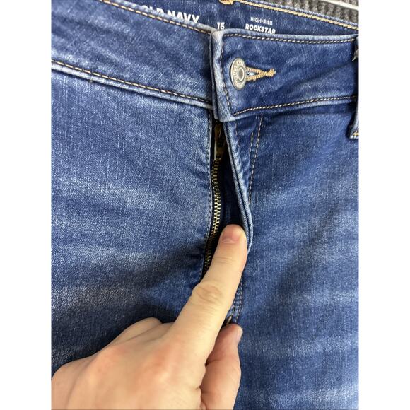 Old Navy Womens High Rise Rockstar Skinny Jeans Size 16 Blue Built In Warm - Picture 3 of 9